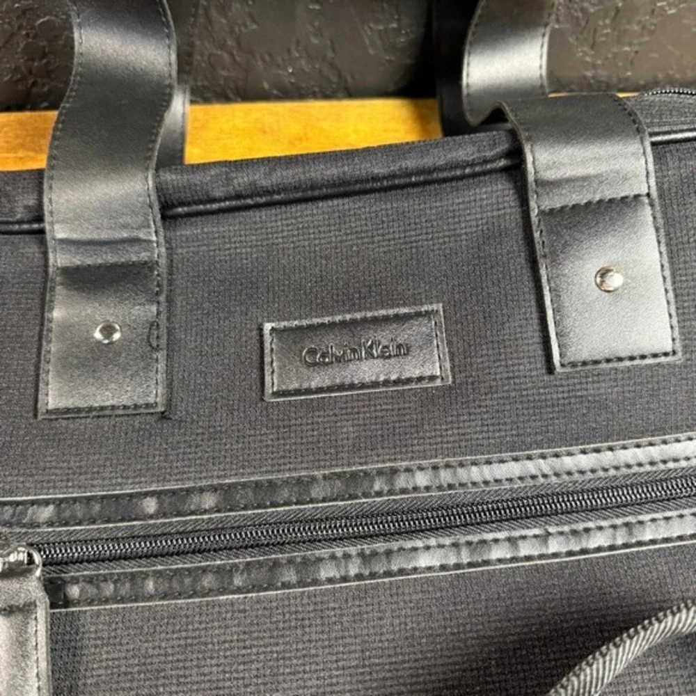 Calvin Klein Black Canvas Faux Leather‎ Duffle Bag Unisex Large